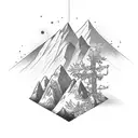 mountain with edelweiss underneath tattoo design idea