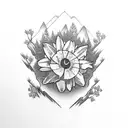 mountain with edelweiss underneath tattoo design idea