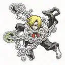 Kurapika chain wrapped around phantom troupe spider tattoo design idea