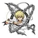 Kurapika chain wrapped around phantom troupe spider tattoo design idea