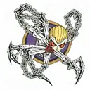 Kurapika chain wrapped around phantom troupe spider tattoo design idea