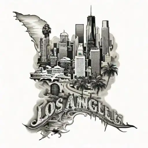 los angeles skyline tattoo design idea