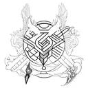 An abstract representation of the Final Fantasy 15 logo incorporating Luna and Noctis tattoo design idea