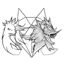 An abstract representation of the Final Fantasy 15 logo incorporating Luna and Noctis tattoo design idea