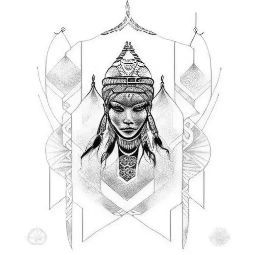 Combine the flowing lines of indigenous tattoo tribes with the ethereal beauty of goddesses tattoo design idea