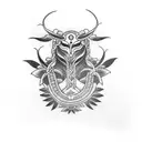 Design a blackwork tattoo inspired by indigenous tattoo tribes, depicting a powerful goddess surrounded by snakes tattoo design idea