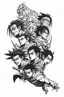 Gohan, Itachi, Eren Yeager tattoo design idea