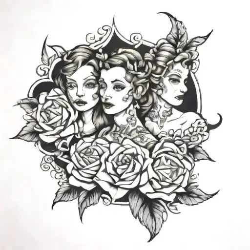 three sisters tattoo design idea