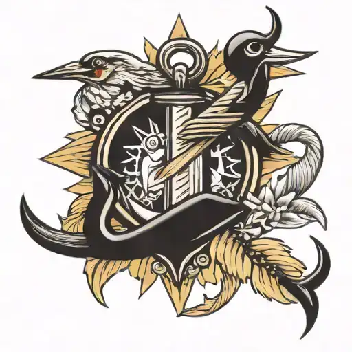 Anchor surrounded by 7 swallows tattoo design idea