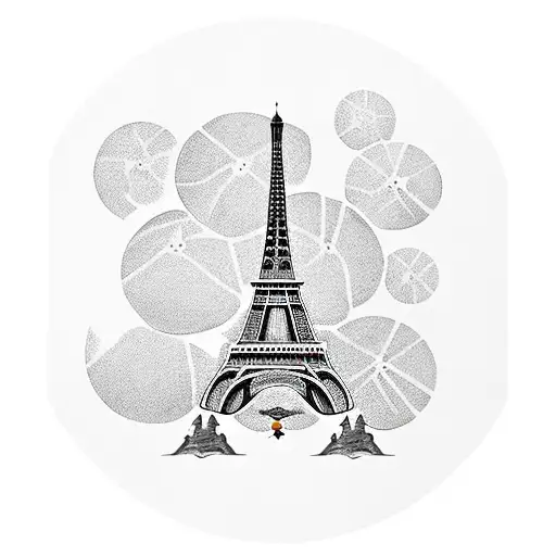 eiffel tower and oranges tattoo design idea