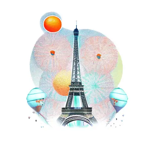 eiffel tower and oranges tattoo design idea