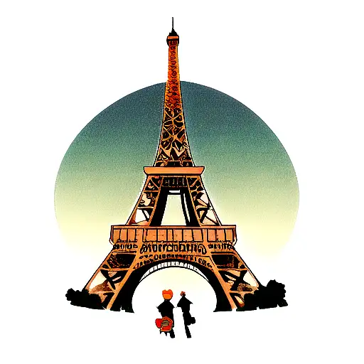 eiffel tower and oranges tattoo design idea