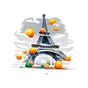 eiffel tower and oranges tattoo design idea