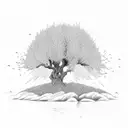 Willow tree and a river tattoo design idea