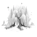 Willow tree and a river tattoo design idea