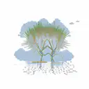 Raging river / willow tree tattoo design idea