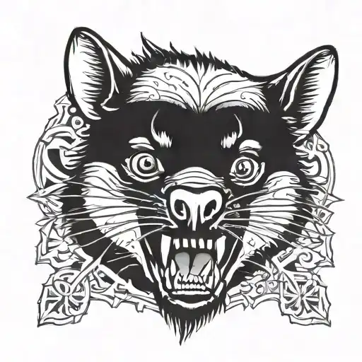 face of a Tasmanian devil with the inscription Tasman tattoo design idea