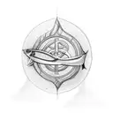 Christian fish symbol made of hebrew writing that says "follow me, and i will make you fishers of men" tattoo design idea