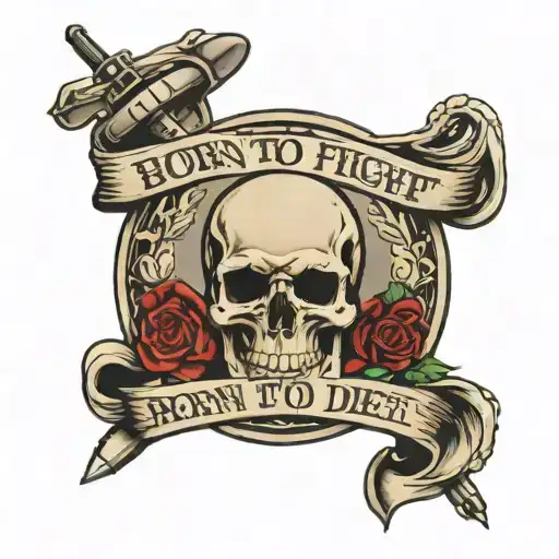 soldier memorial with Born To Fight Destined To Die written tattoo design idea