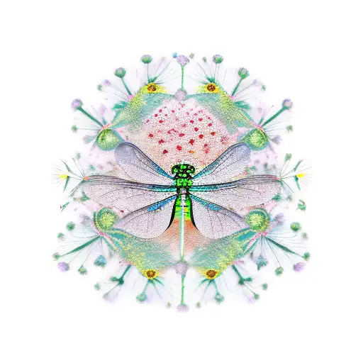 Dragonfly and dandelion  tattoo design idea
