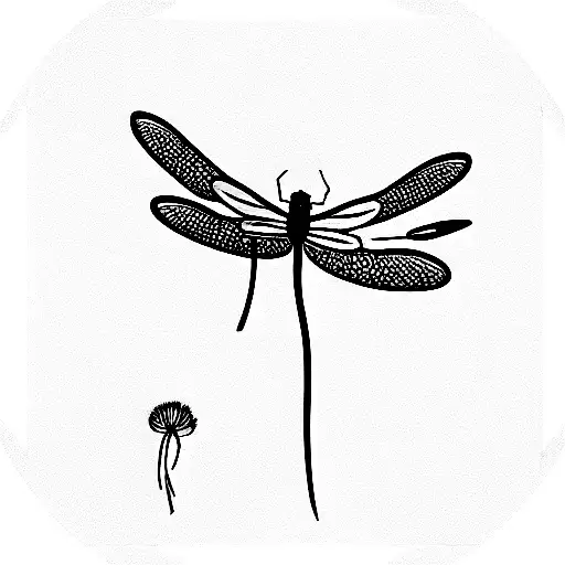 Dragonfly and dandelion  tattoo design idea