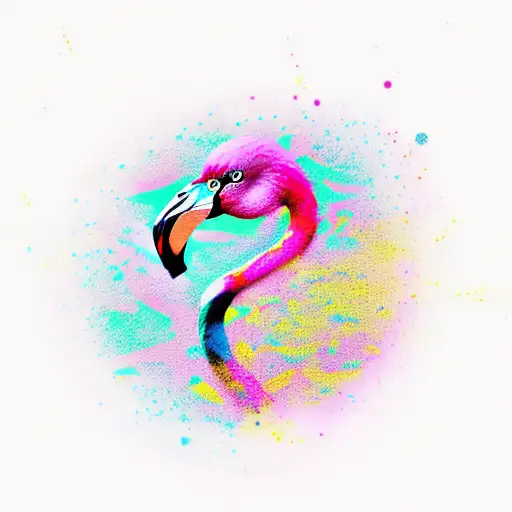 pink flamingo  tattoo design idea