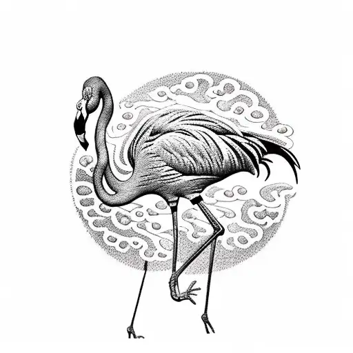 pink flamingo  tattoo design idea
