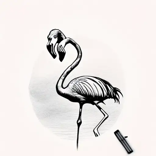 pink flamingo  tattoo design idea