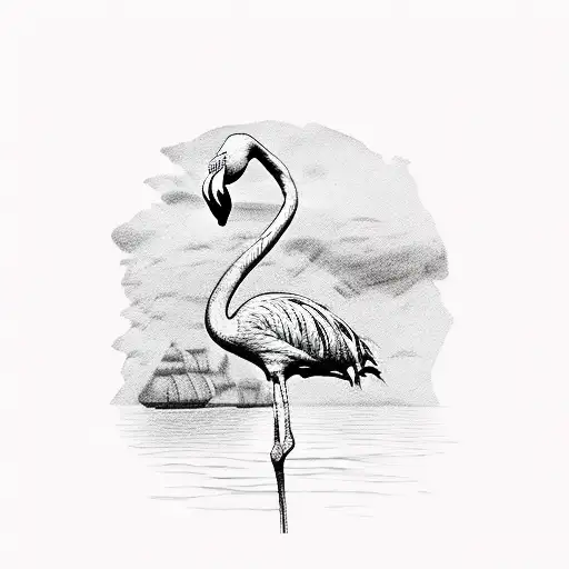 pink flamingo  tattoo design idea