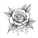 rose, rain tattoo design idea