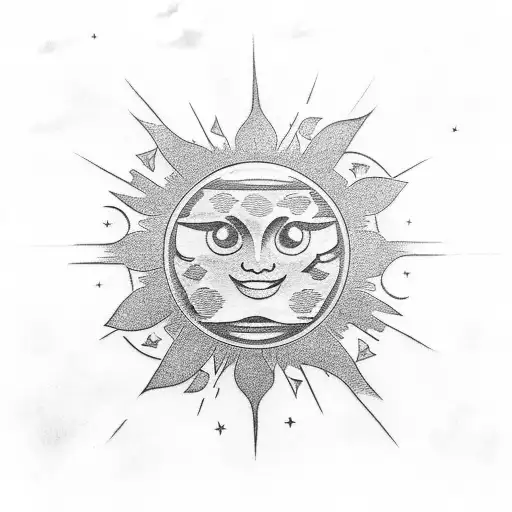 Philippines sun and 3 stars with clouds tattoo design idea