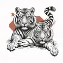 South Korean flag with Siberian tiger representing it, together with Canadian flag with Beaver representing it. tattoo design idea