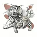 South Korean flag with Siberian tiger representing it, together with Canadian flag with Beaver representing it. tattoo design idea