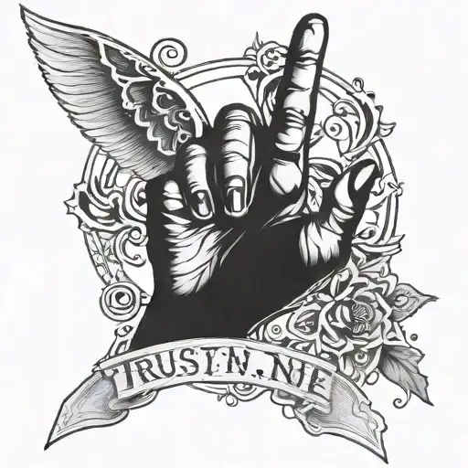 trust no one on hand tattoo design idea