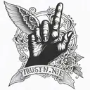 trust no one on hand tattoo design idea
