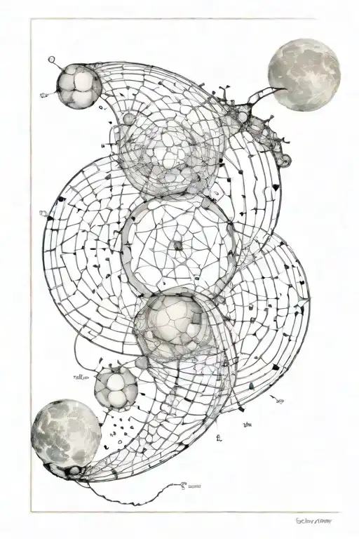 life and death and lunar and quantum entanglement tattoo design idea