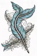 blue feather  tattoo design idea