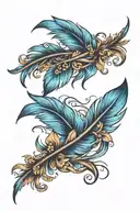 blue feather  tattoo design idea