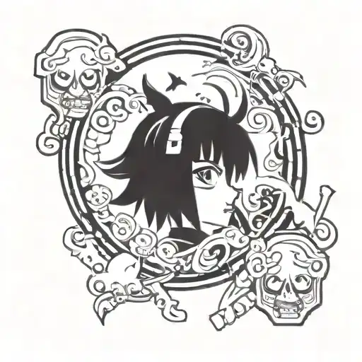 90s anime cartoon style tattoo design idea