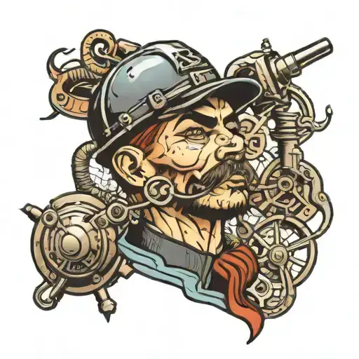industrial mechanic slave tattoo design idea