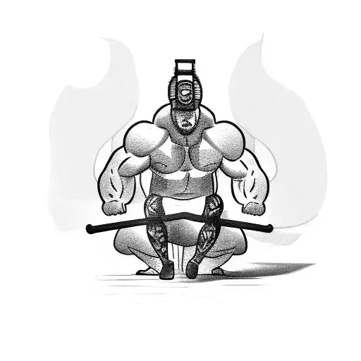 A weightlifter lifting a barbell with a bird perched on top tattoo design idea