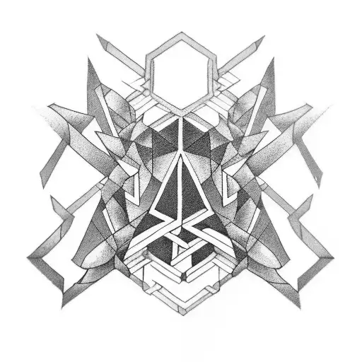 A geometric tattoo that combines the symbols for respect, unity, and love in a unique way tattoo design idea