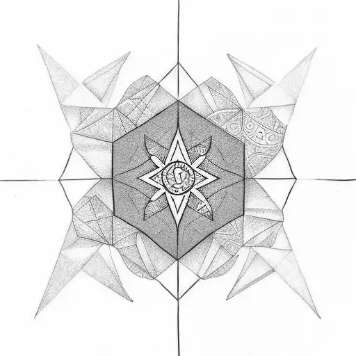 A geometric tattoo that combines the symbols for respect, unity, and love in a unique way tattoo design idea