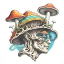 psychedelic mushroom coming out of head tattoo design idea