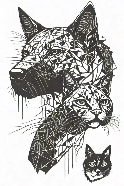 outline of dog and cat ears with a graffiti background  tattoo design idea