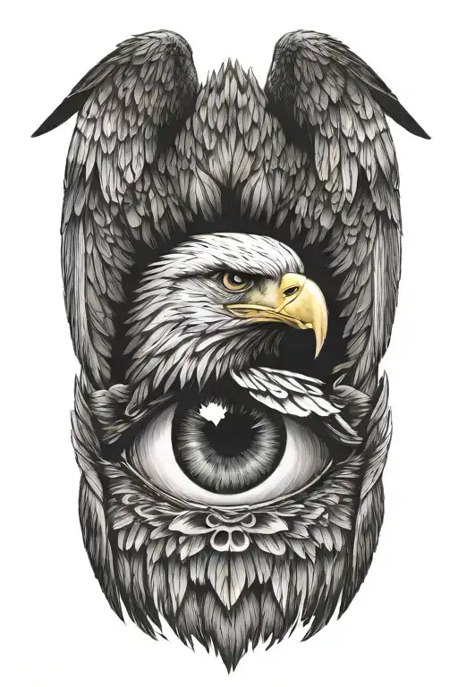 eagle wing partially covering an eye tattoo design idea