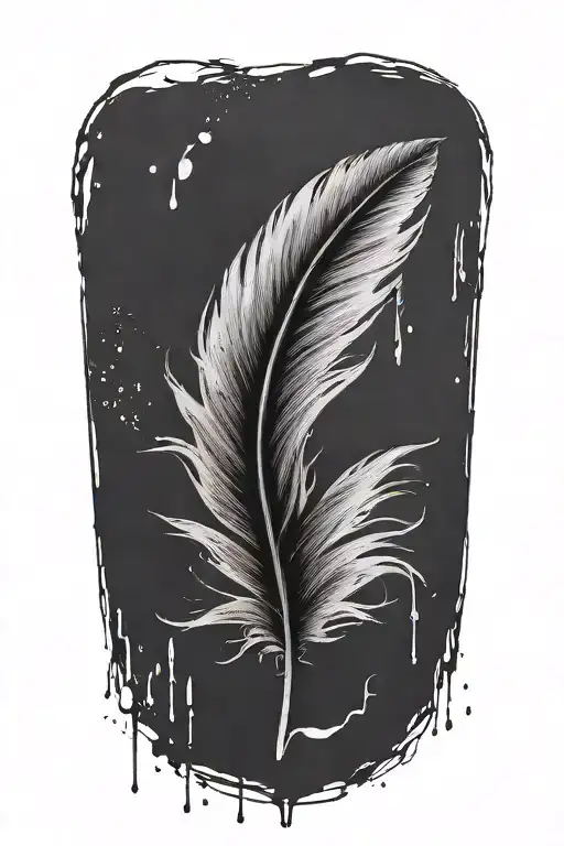 feather tip dripping ink tattoo design idea