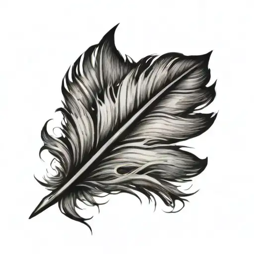 feather tip dripping ink tattoo design idea
