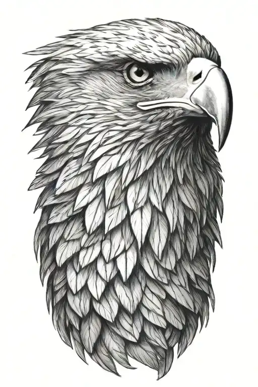 eagle head with a wing covering its face tattoo design idea