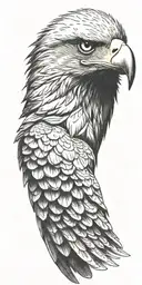 eagle head with a wing covering its face tattoo design idea